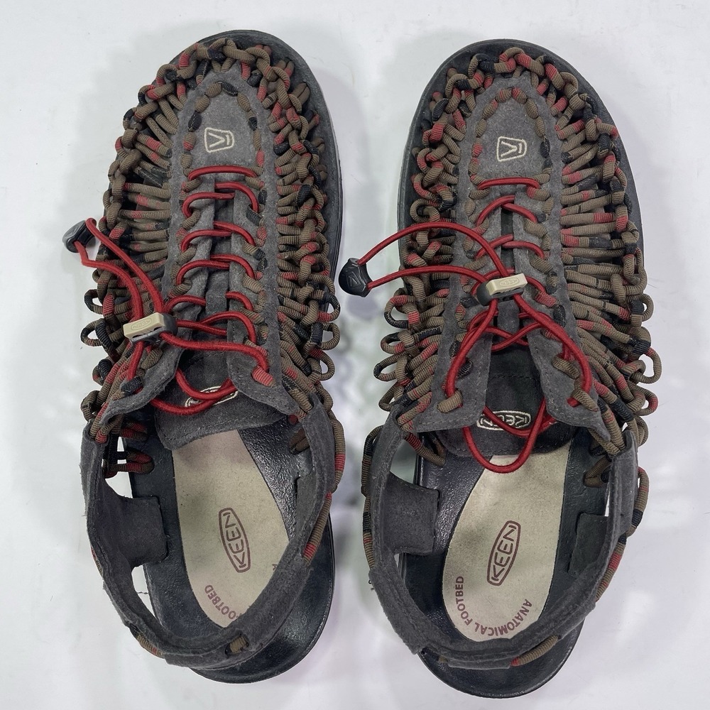 KEEN Uneek Sandals Men's Size 10.5 EU44 Outdoor Camp Hike Fish Brown & Red